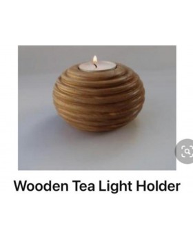Wooden Candle Tea Light Holder Round Spiral Design